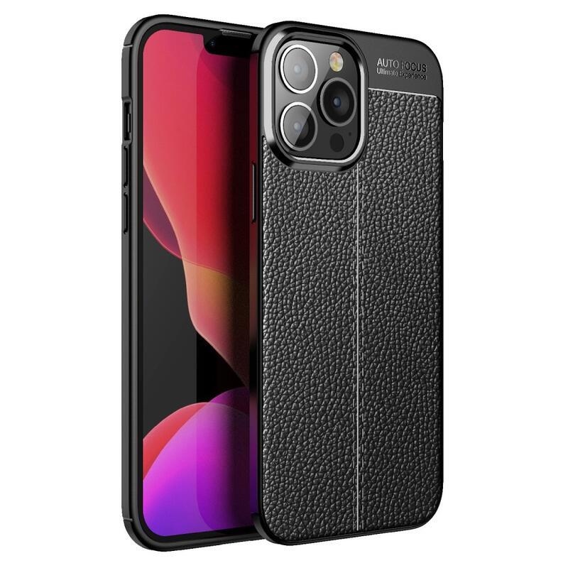 Litchi tartós zselés tok iPhone 13 Pro Max készülékhez - fekete