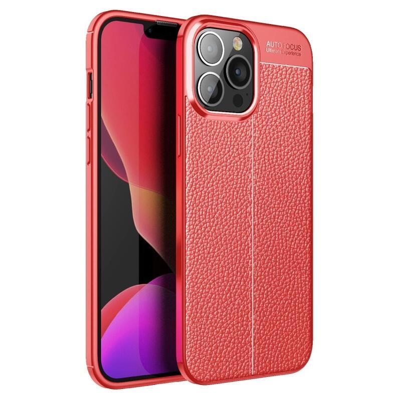 Litchi tartós zselés tok iPhone 13 Pro Max készülékhez - piros
