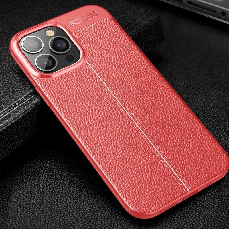 Litchi tartós zselés tok iPhone 13 Pro Max készülékhez - piros