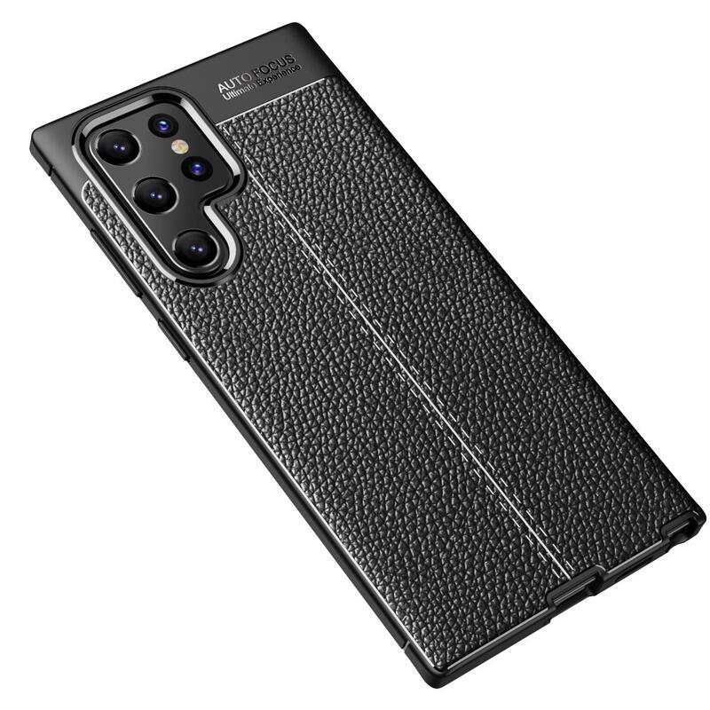 Litchi tartós zselés tok Samsung Galaxy S22 Ultra 5G - fekete