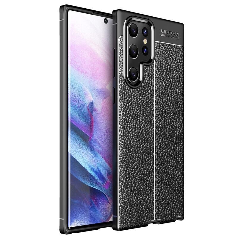 Litchi tartós zselés tok Samsung Galaxy S22 Ultra 5G - fekete