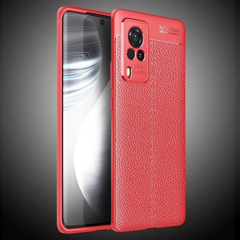 Litchi tartós zselés tok a Vivo X60 Pro 5G készülékhez - piros színben