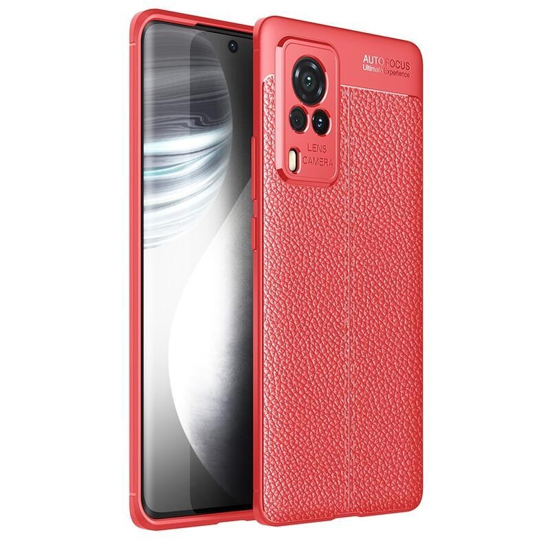 Litchi tartós zselés tok a Vivo X60 Pro 5G készülékhez - piros színben