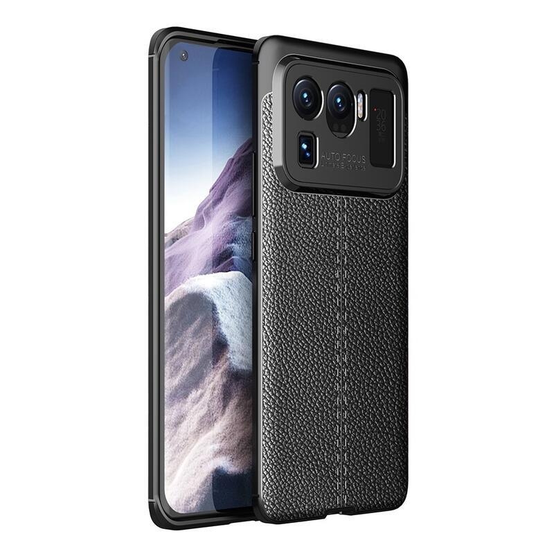 Litchi tartós zselés tok textúrával a Xiaomi Mi 11 Ultra számára - fekete