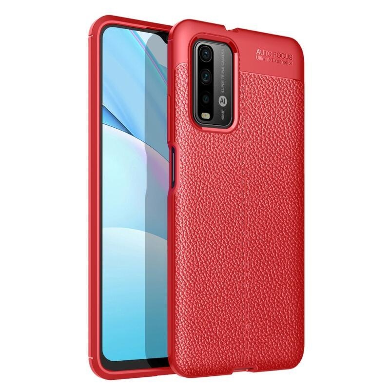 Litchi tartós zselés tok textúrával a Xiaomi Poco M3-hoz - piros