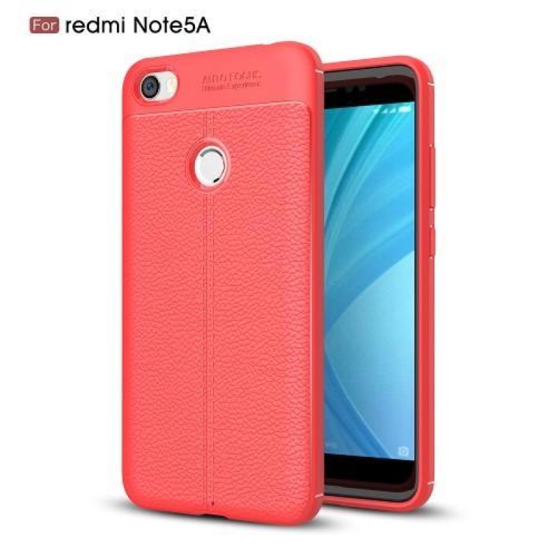 Litchi tartós tok texturált hátlappal a Xiaomi Redmi Note 5A Prime-hoz - piros