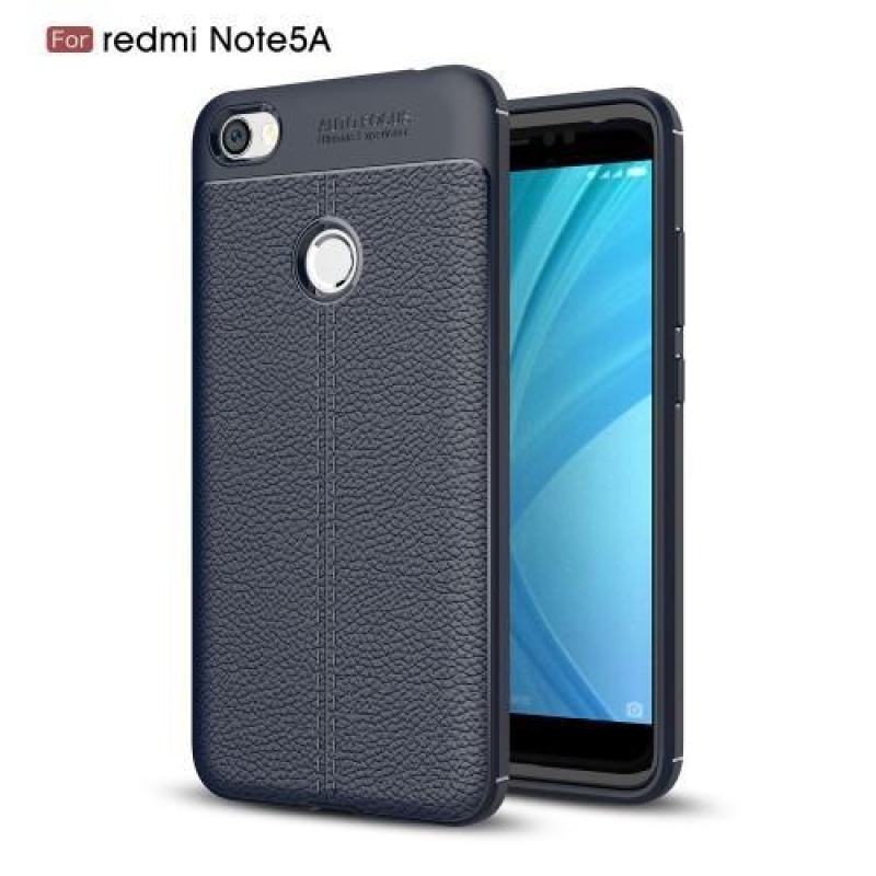 Litchi tartós tok texturált hátlappal Xiaomi Redmi Note 5A Prime készülékhez - kék