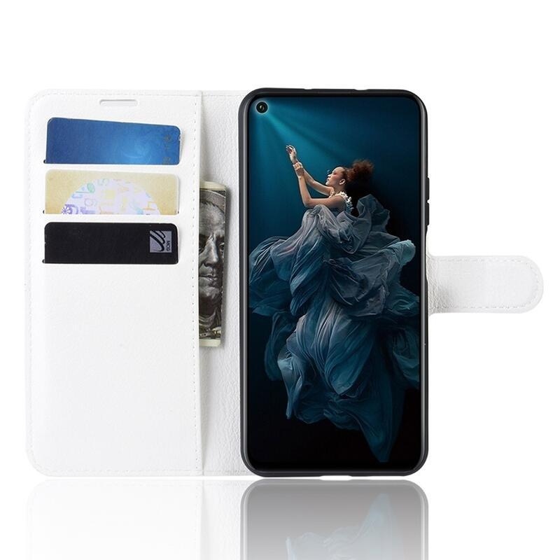 Litchi pénztárca tok a Honor 20/Huawei Nova 5T számára - fehér
