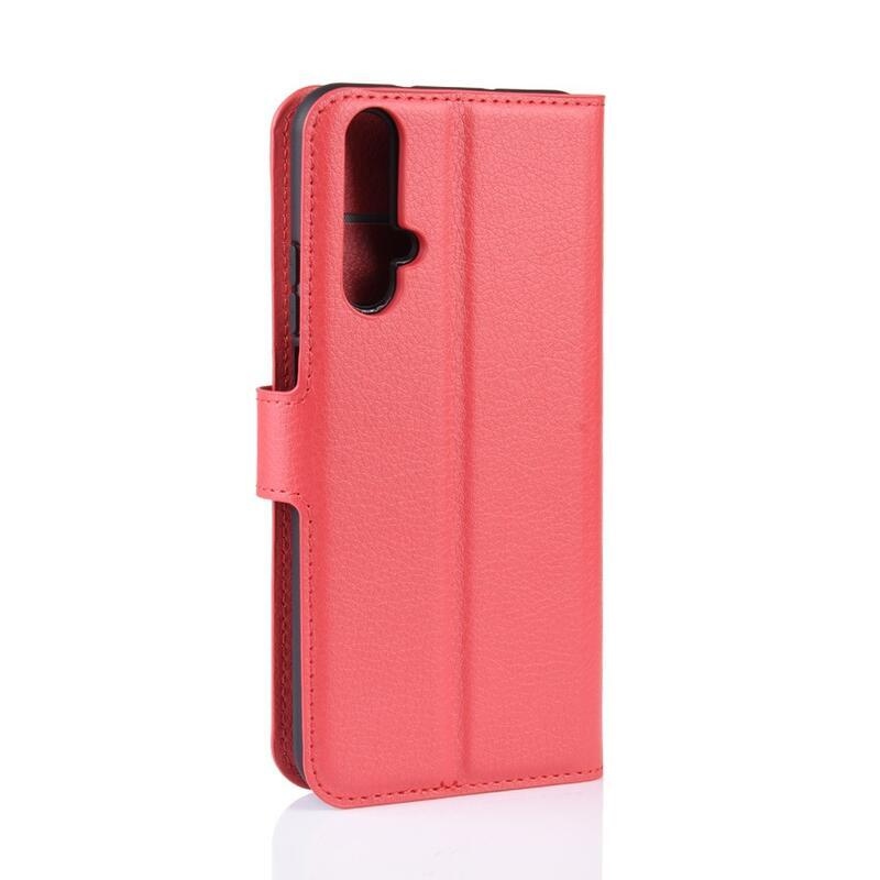 Litchi pénztárca tok a Honor 20/Huawei Nova 5T számára - piros