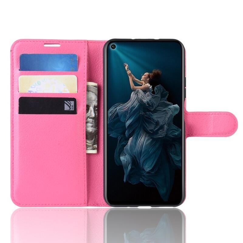 Litchi pénztárca tok Honor 20/Huawei Nova 5T - rózsa