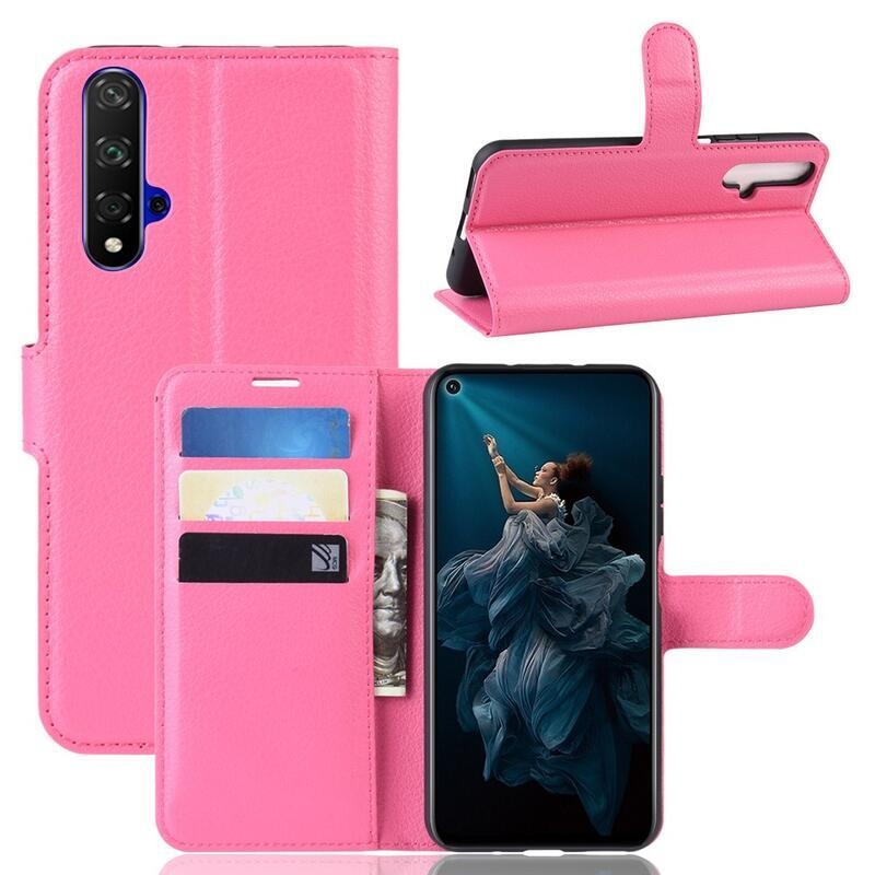 Litchi pénztárca tok Honor 20/Huawei Nova 5T - rózsa