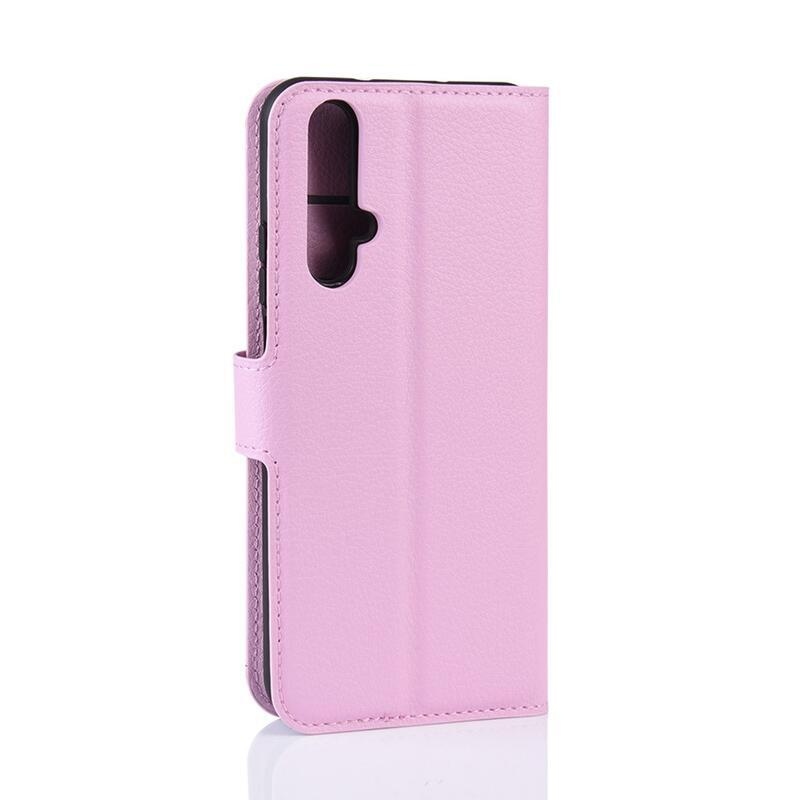 Litchi pénztárca tok a Honor 20/Huawei Nova 5T számára - rózsaszínű
