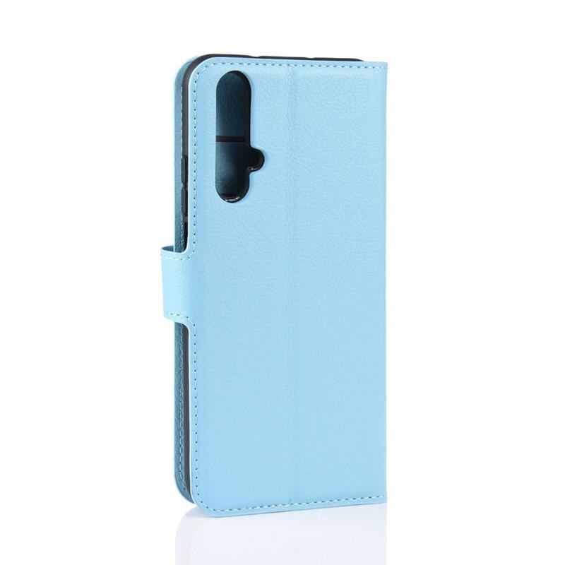 Litchi pénztárca tok a Honor 20/Huawei Nova 5T számára - világoskék színben