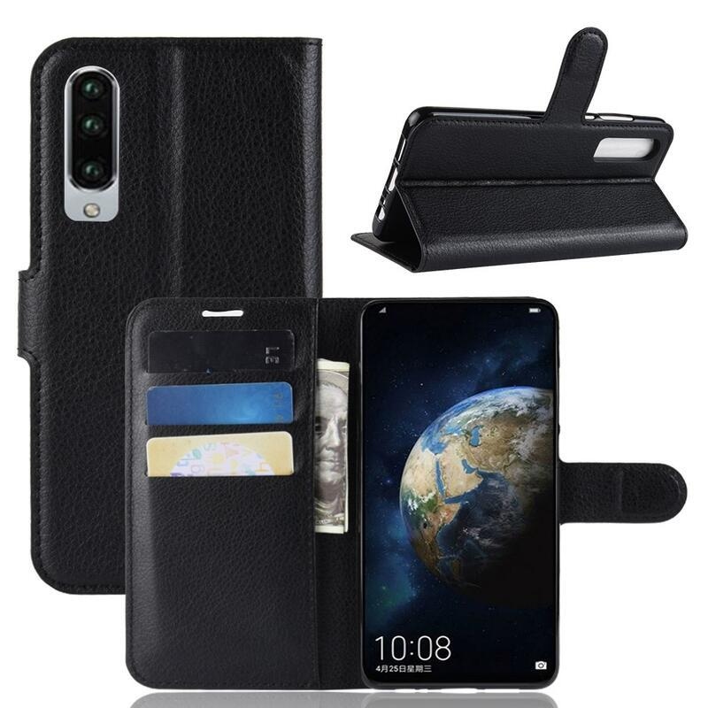 Litchi pénztárca tok Huawei P30-hoz - fekete