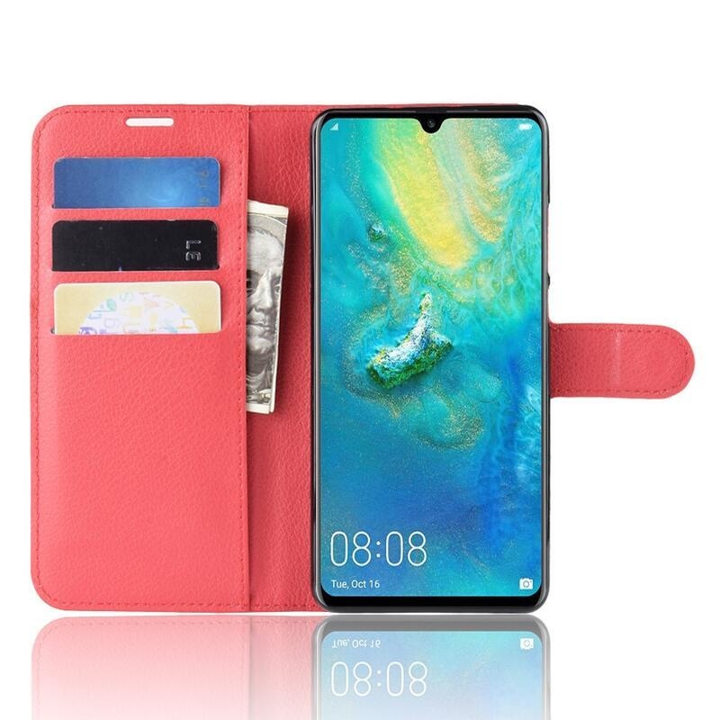 Litchi pénztárca tok Huawei P30 Pro-hoz - piros