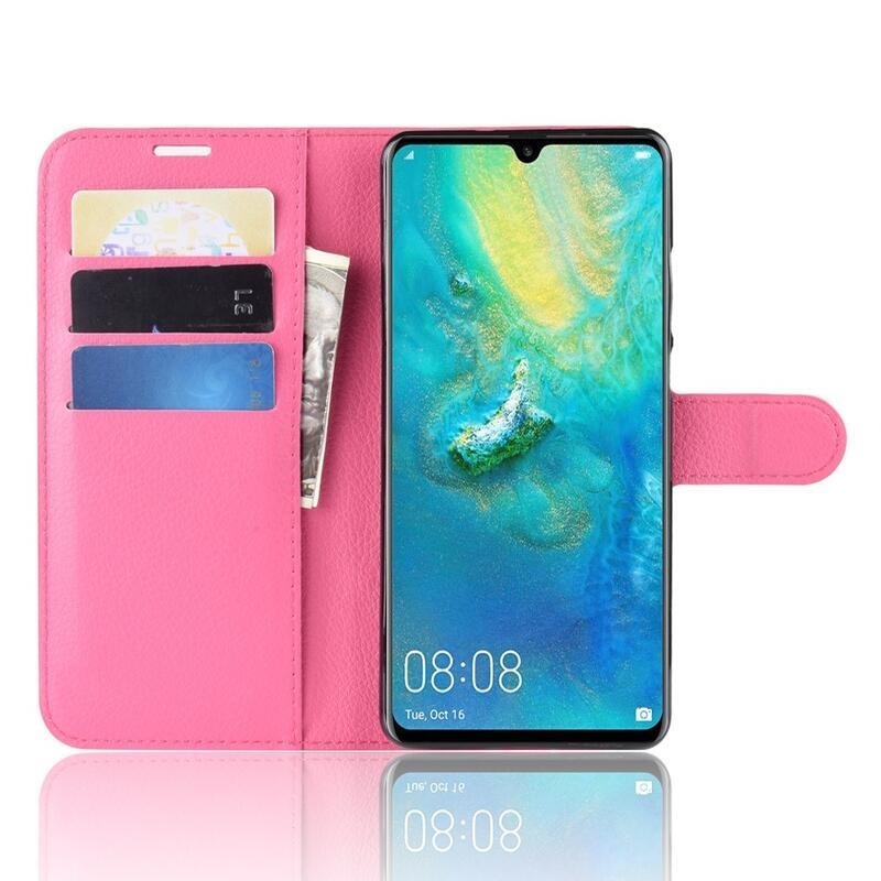 Litchi pénztárca tok a Huawei P30 Pro-hoz - rózsaszínű