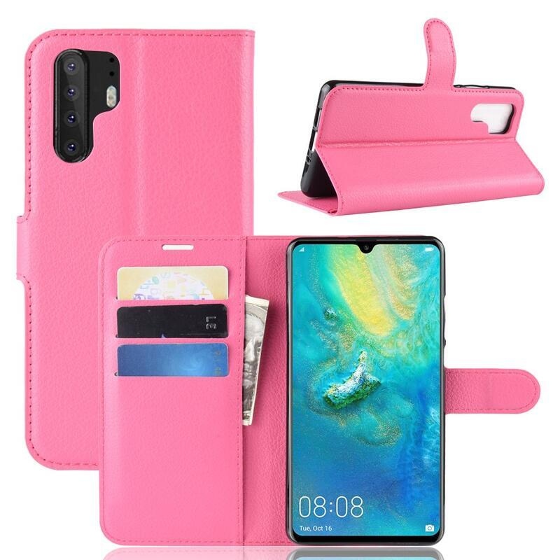 Litchi pénztárca tok a Huawei P30 Pro-hoz - rózsaszínű