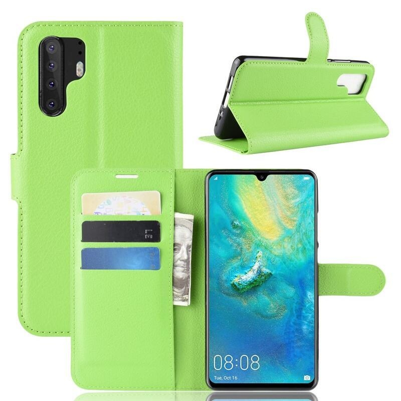 Litchi pénztárca tok Huawei P30 Pro-hoz - zöld