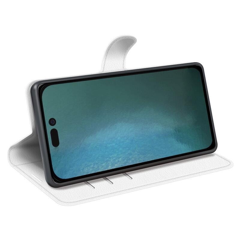 Litchi pénztárca tok iPhone 14 Plus készülékhez - fehér