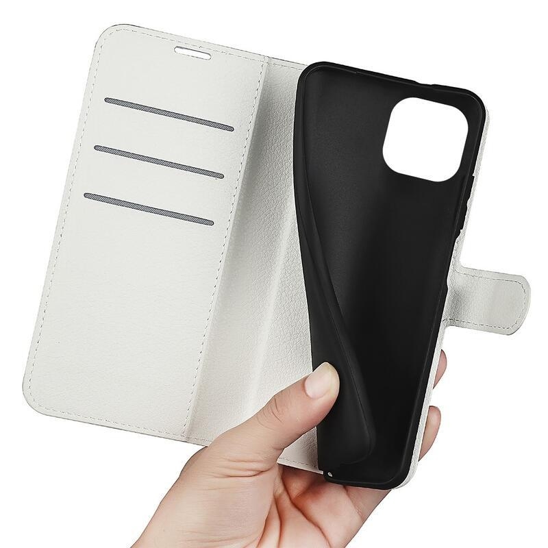 Litchi pénztárca tok iPhone 14 Plus készülékhez - fehér