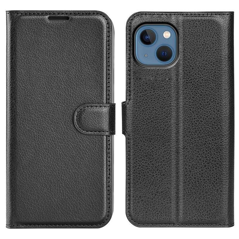 Litchi pénztárca tok iPhone 14 Plus készülékhez - fekete