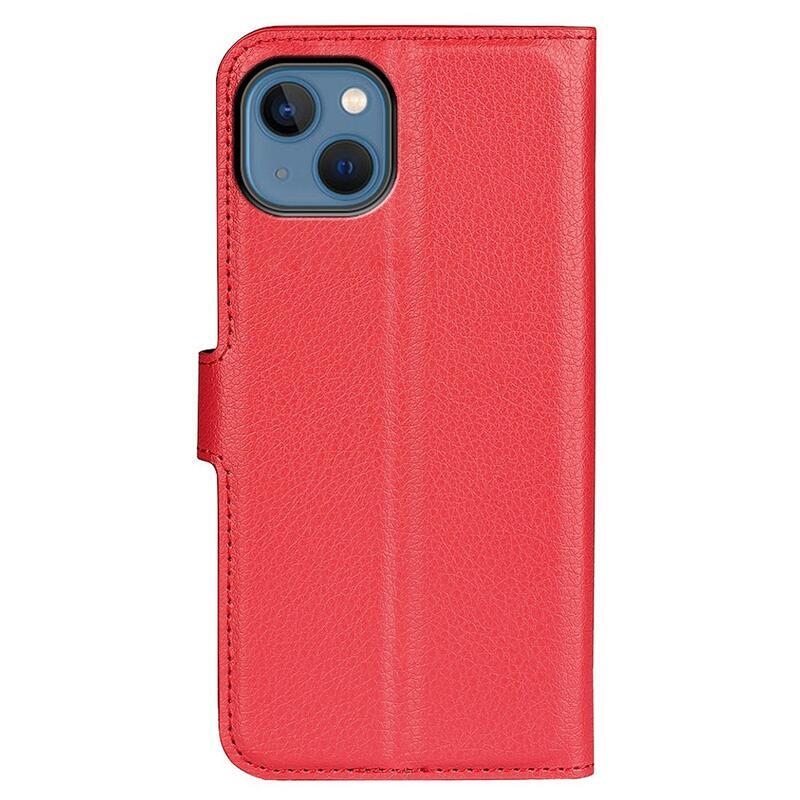 Litchi pénztárca tok iPhone 14 Plus készülékhez - piros