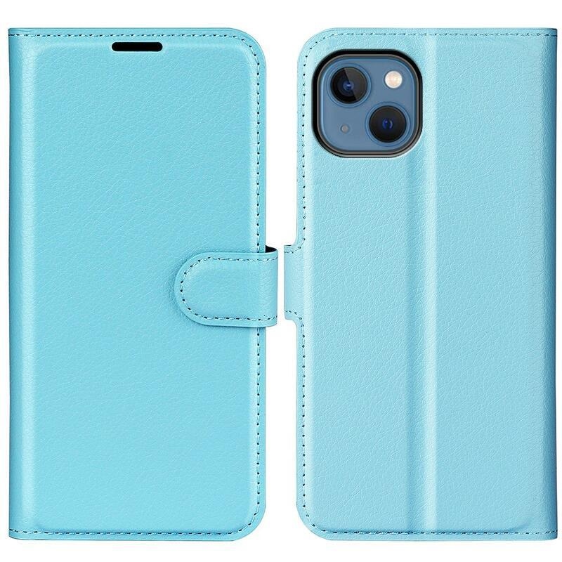 Litchi pénztárca tok iPhone 14 Plus készülékhez - kék