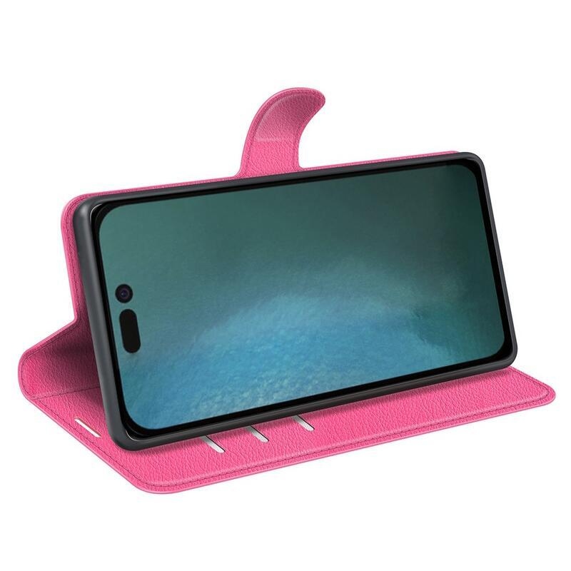 Litchi pénztárca tok iPhone 14 Plus készülékhez - rózsaszínű