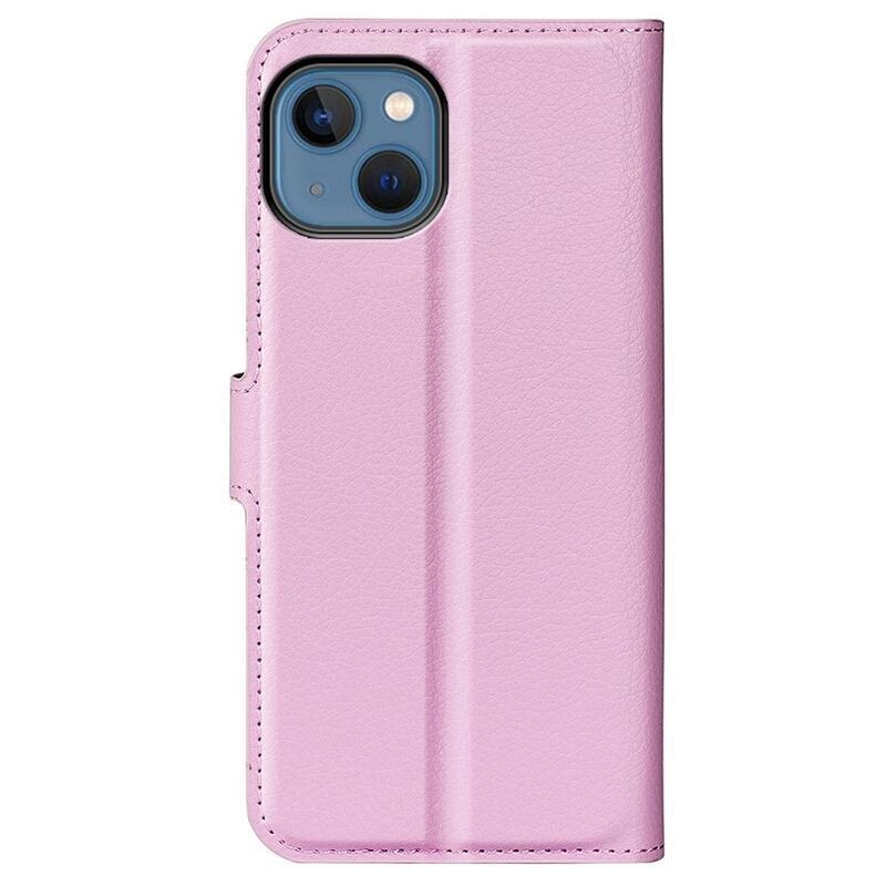 Litchi pénztárca tok iPhone 14 Plus készülékhez - rózsaszín