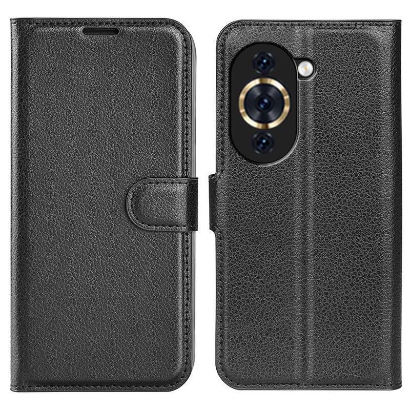 Litchi pénztárca tok a Huawei Nova 10 számára - fekete