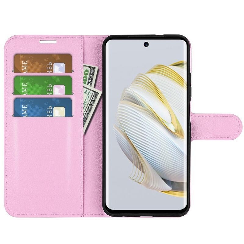 Litchi pénztárca tok Huawei Nova 10 Pro-hoz - rózsaszín