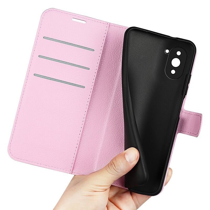 Litchi pénztárca tok Huawei Nova 10 Pro-hoz - rózsaszín