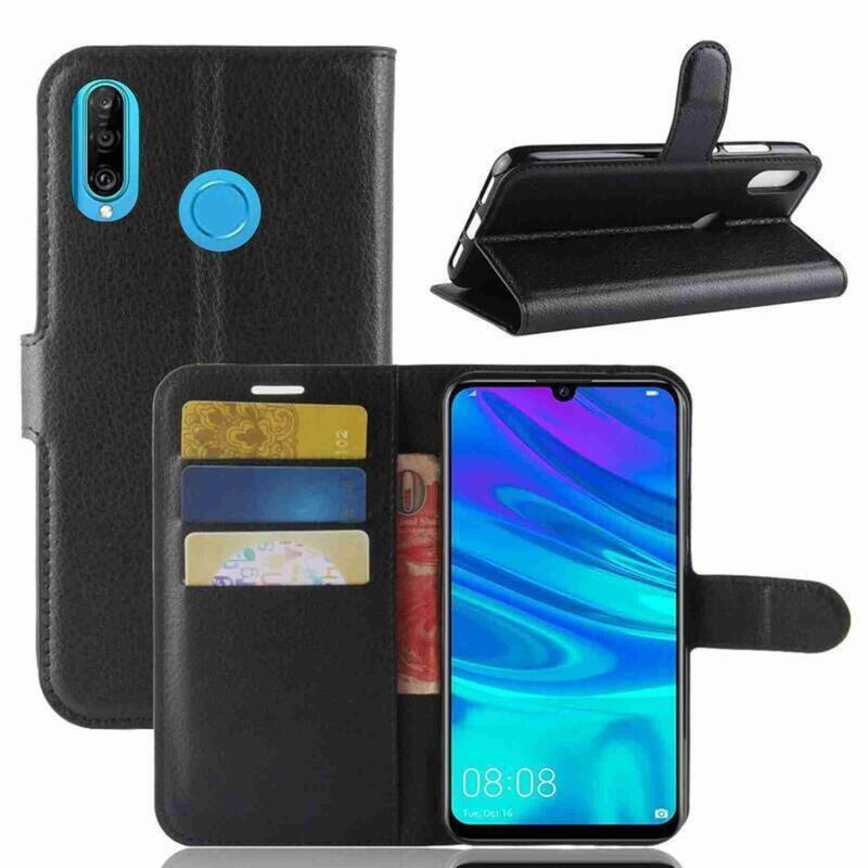 Litchi pénztárca tok a Huawei P30 Lite-hoz - fekete