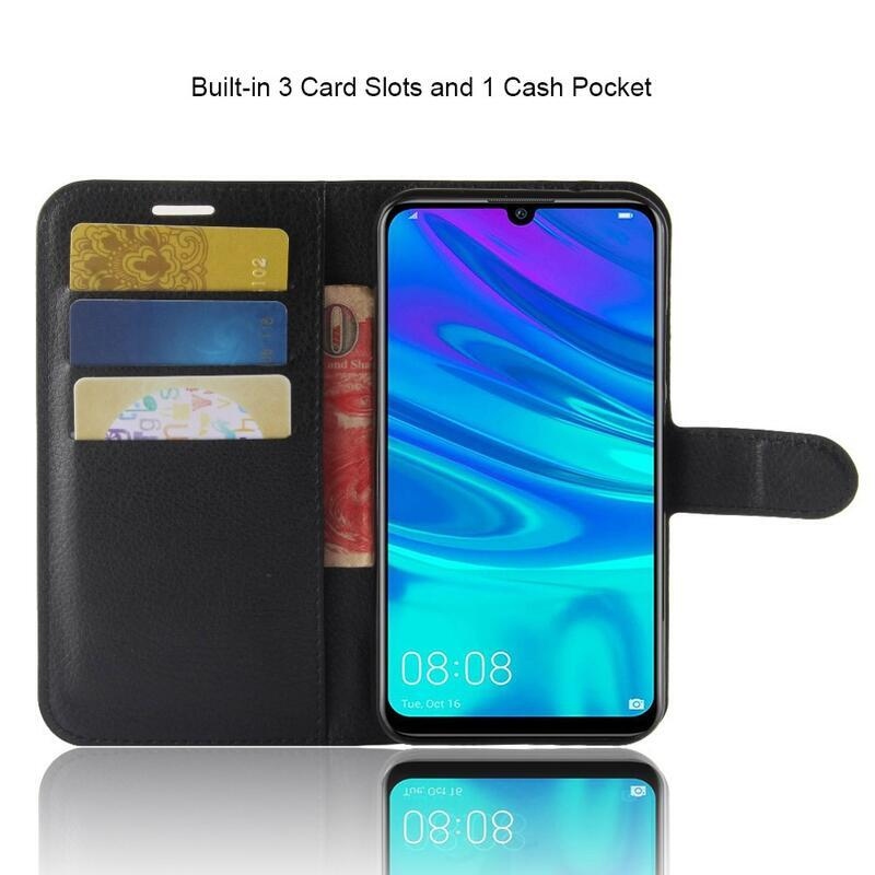 Litchi pénztárca tok a Huawei P30 Lite-hoz - fekete