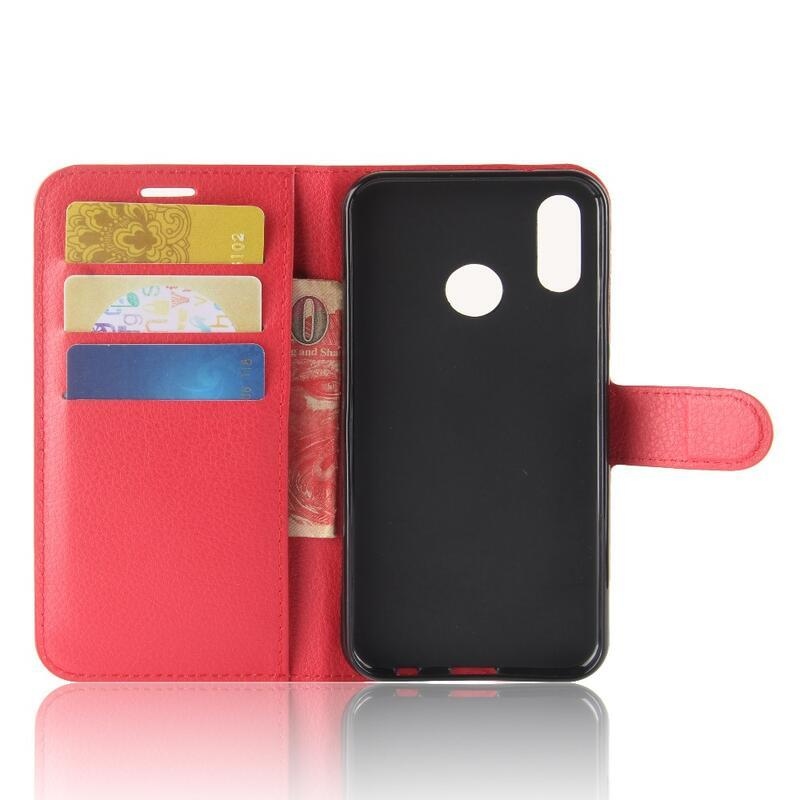 Litchi pénztárca tok Huawei P30 Lite-hoz - piros