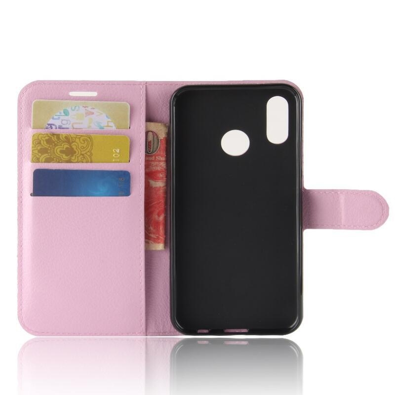 Litchi pénztárca tok Huawei P30 Lite-hoz - rózsaszín