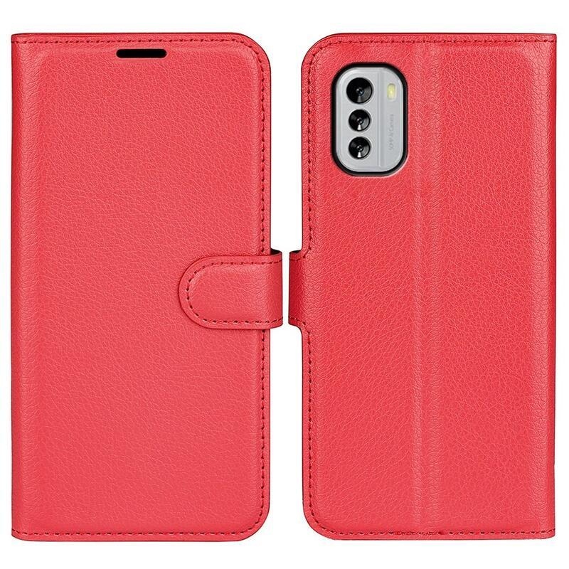Litchi pénztárca tok a Nokia G60 5G készülékhez - piros színű