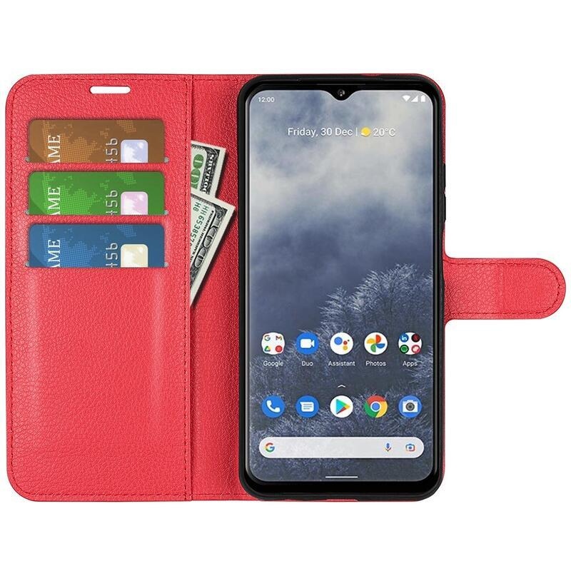 Litchi pénztárca tok a Nokia G60 5G készülékhez - piros színű