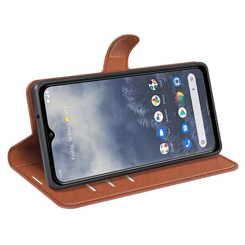 Litchi pénztárca tok Nokia G60 5G készülékhez - barna