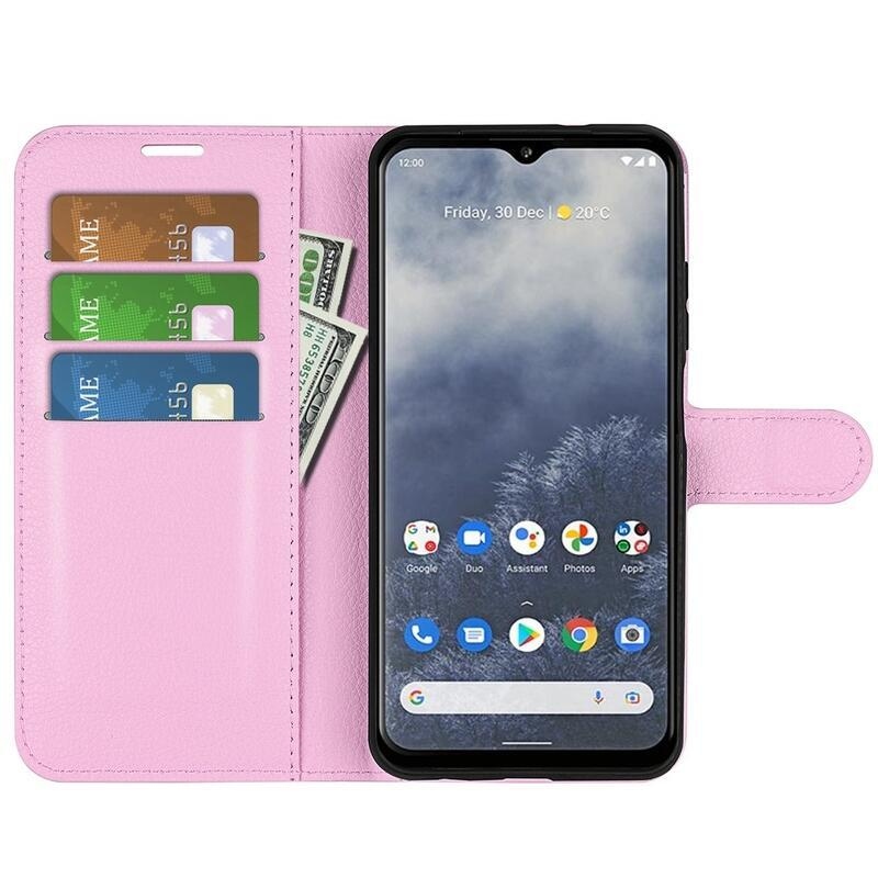 Litchi pénztárca tok a Nokia G60 5G készülékhez - rózsaszín