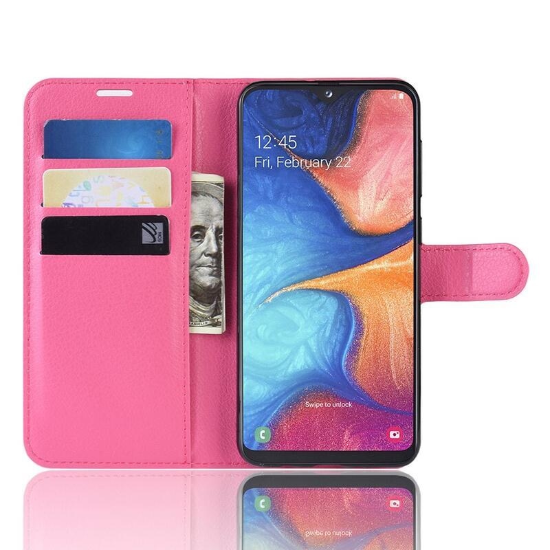Litchi pénztárca tok Samsung Galaxy A20e készülékhez - rózsaszínű
