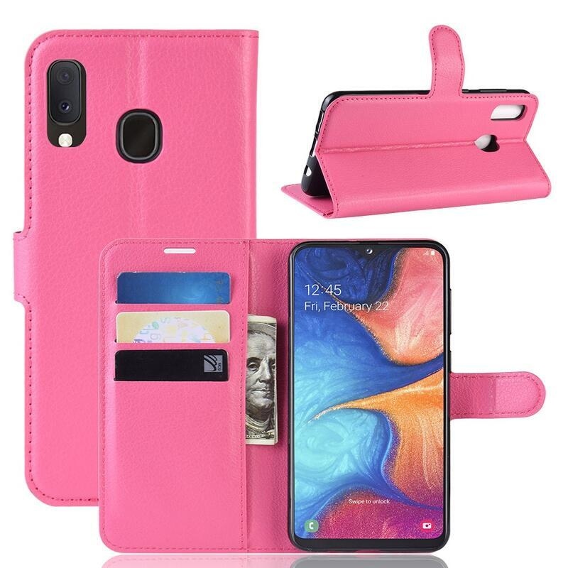 Litchi pénztárca tok Samsung Galaxy A20e készülékhez - rózsaszínű