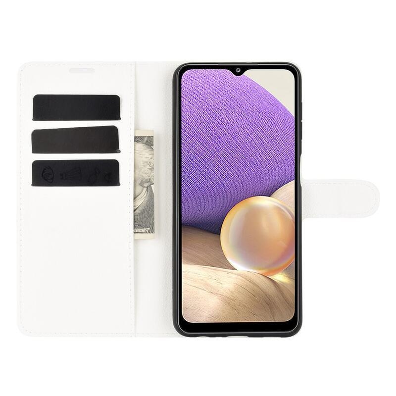 Litchi pénztárca tok Samsung Galaxy A32 4G - fehér