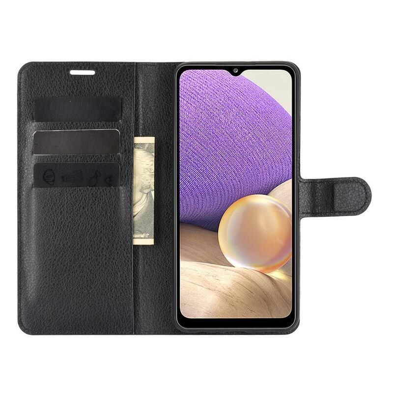 Litchi pénztárca tok Samsung Galaxy A32 4G - fekete