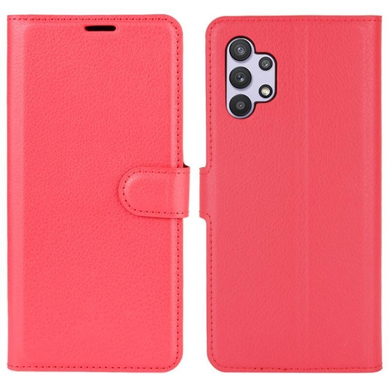 Litchi pénztárca tok Samsung Galaxy A32 4G - piros