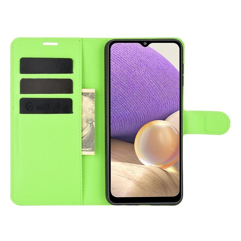 Litchi pénztárca tok Samsung Galaxy A32 4G - zöld