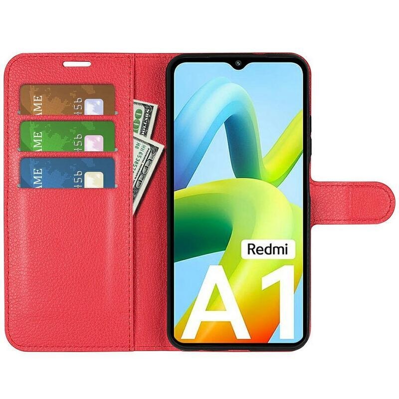 Litchi pénztárca tok Xiaomi Redmi A1/Redmi A2 - piros