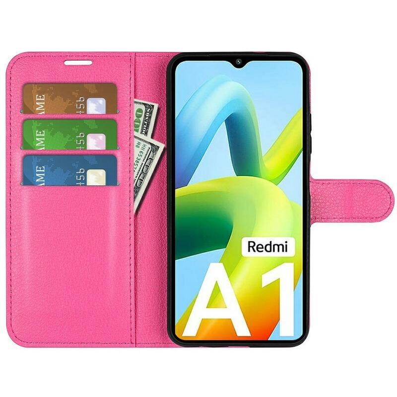 Litchi pénztárca tok Xiaomi Redmi A1/Redmi A2 - rózsaszínű