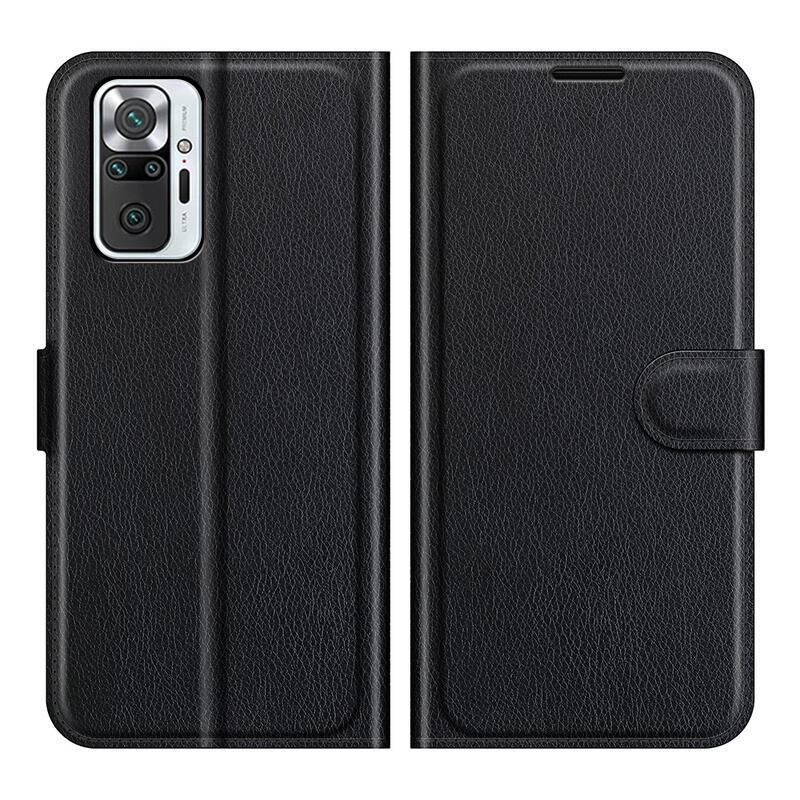 Litchi pénztárca tok a Xiaomi Redmi Note 10 Pro-hoz - fekete
