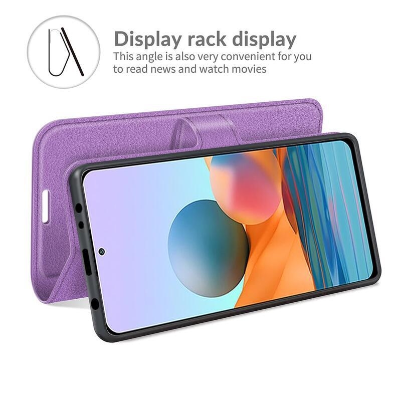 Litchi pénztárca tok a Xiaomi Redmi Note 10 Pro-hoz - lila